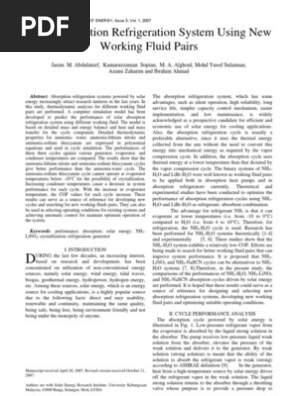 Solar Absorption Refrigeration Systempdf Refrigeration