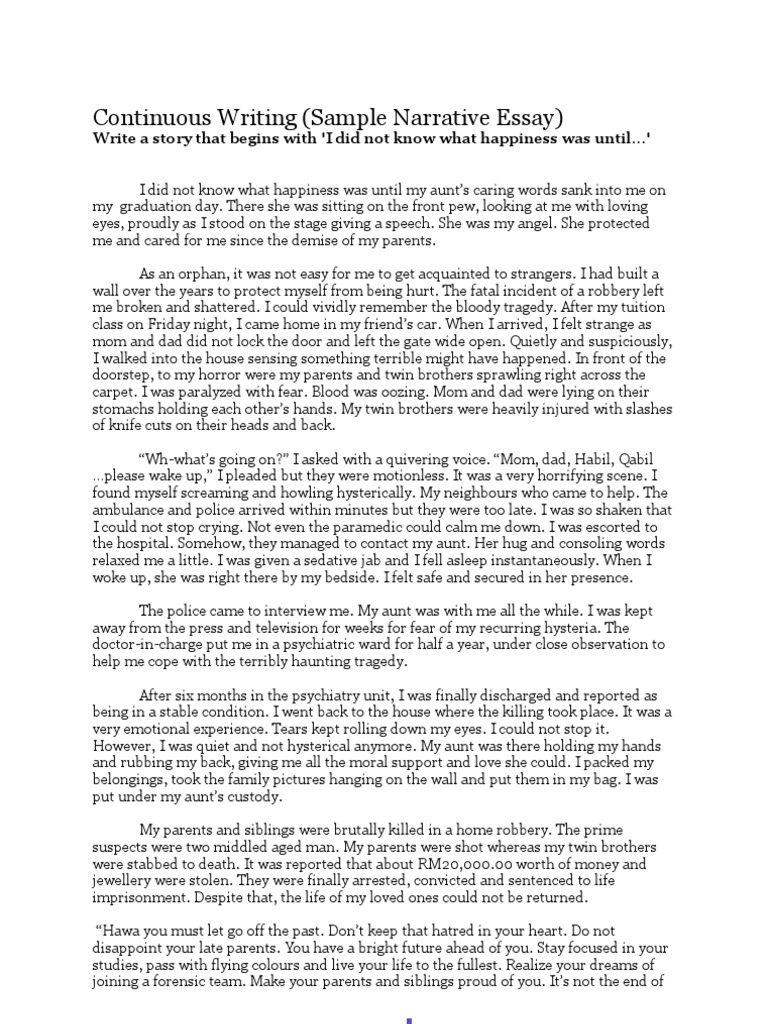 Continuous Writing Sample Essay | PDF