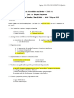 Topics in School Library Media-CIMT 513 Quiz 3A: Digital Plagiarism Test Option For Monday, May 2,2011 - 6:00-7:30 P.M. EST