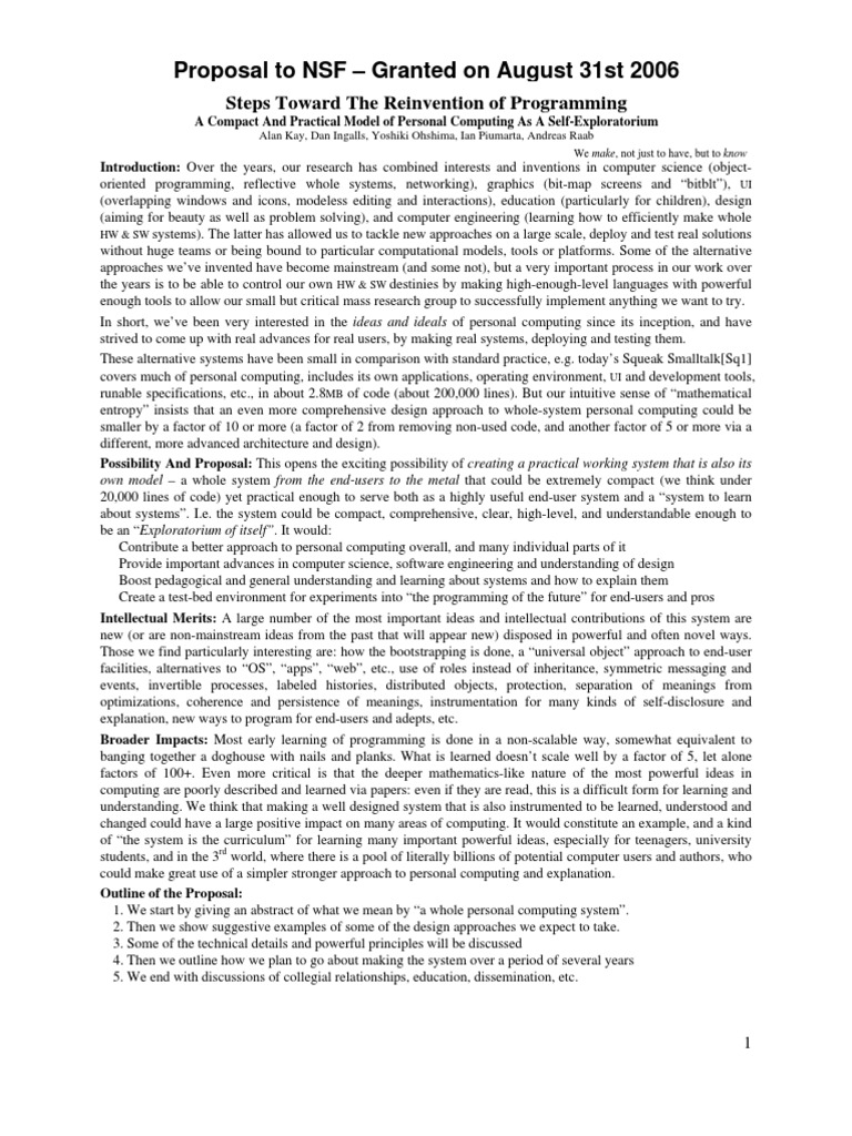 NSF Proposal | PDF | Method (Computer Programming) | Object (Computer ...