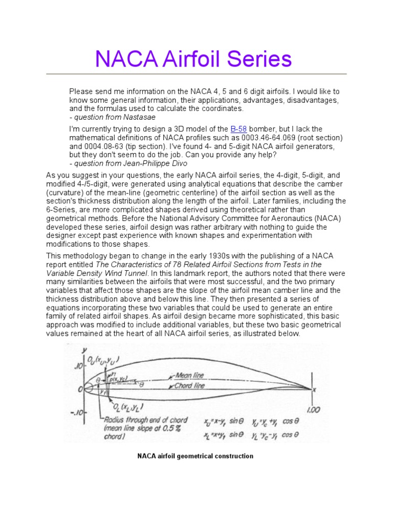 NACA Airfoil Series Overview | PDF | Airfoil | Aerospace