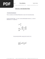 The Quotient Rule, Differential Calculus Notes From A-Level Maths Tutor