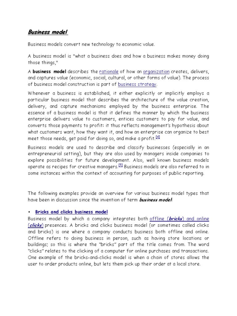 Business Model: Rationale Organization Business Strategy | PDF ...