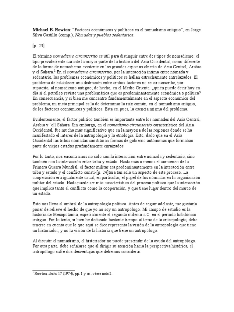 Rowton Michael - Factores Econonómicos y Políticos Del Nomadismo ...
