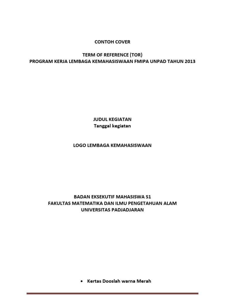 Contoh Tor Kegiatan Kemahasiswaan Pdf