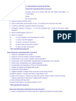 M. SC Electronic Practical List For I and II and III Sem