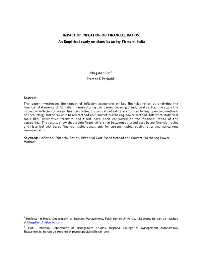 Inflation's Impact on Financial Ratios | PDF | Student's T Test ...