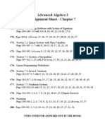 Advanced Algebra 2 Assignment Sheet - Chapter 7