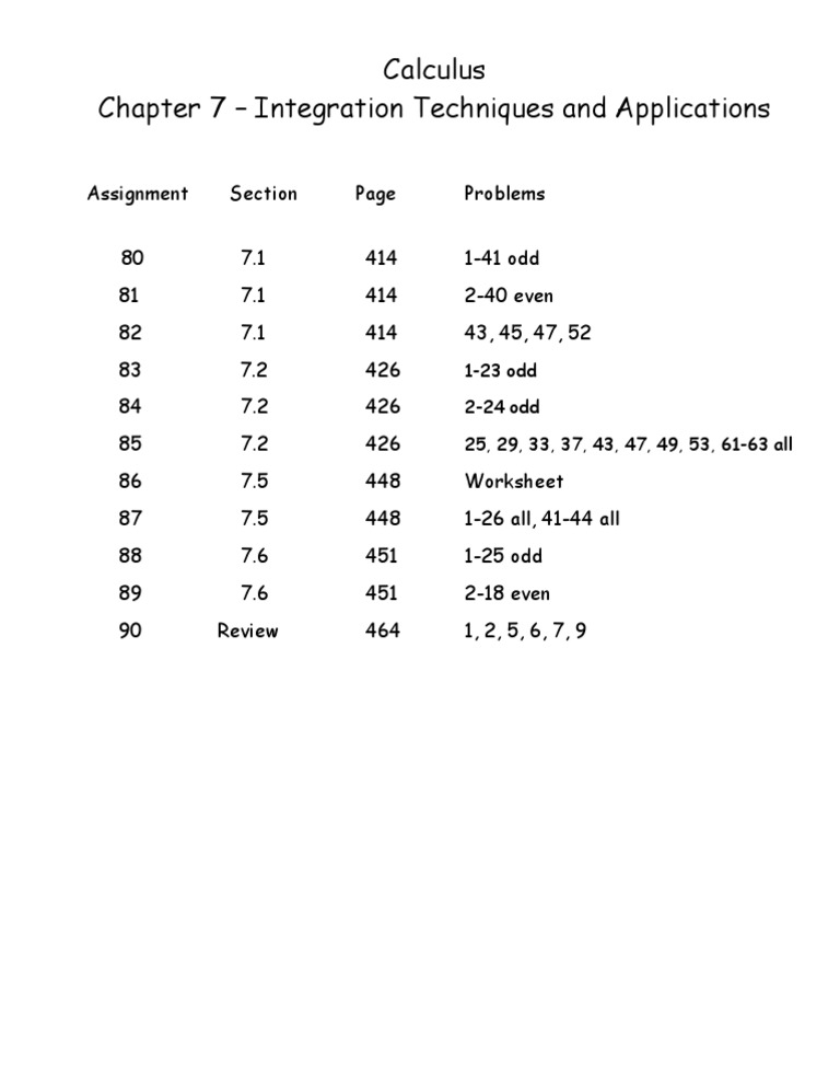 Assignments Calc Chapter 7 | PDF