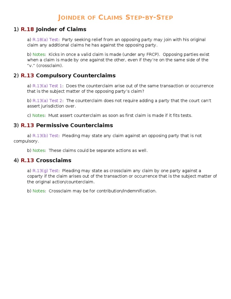 Understanding Counterclaims and Joinder | PDF | Law