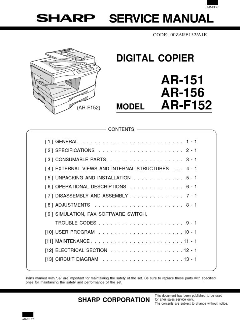 Sharp AR-F152 SM | PDF | Image Scanner | Telephone