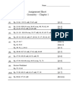 Assignment Sheet: Geometry - Chapter 1