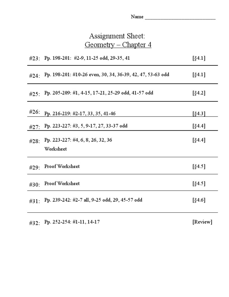 Geometry Chapter 4 Assignment Guide | PDF