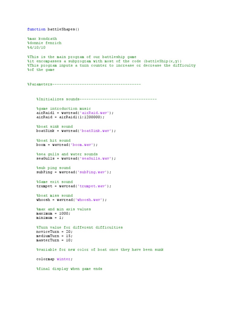 Battleship Game Code in C | PDF | Battleship | Subroutine