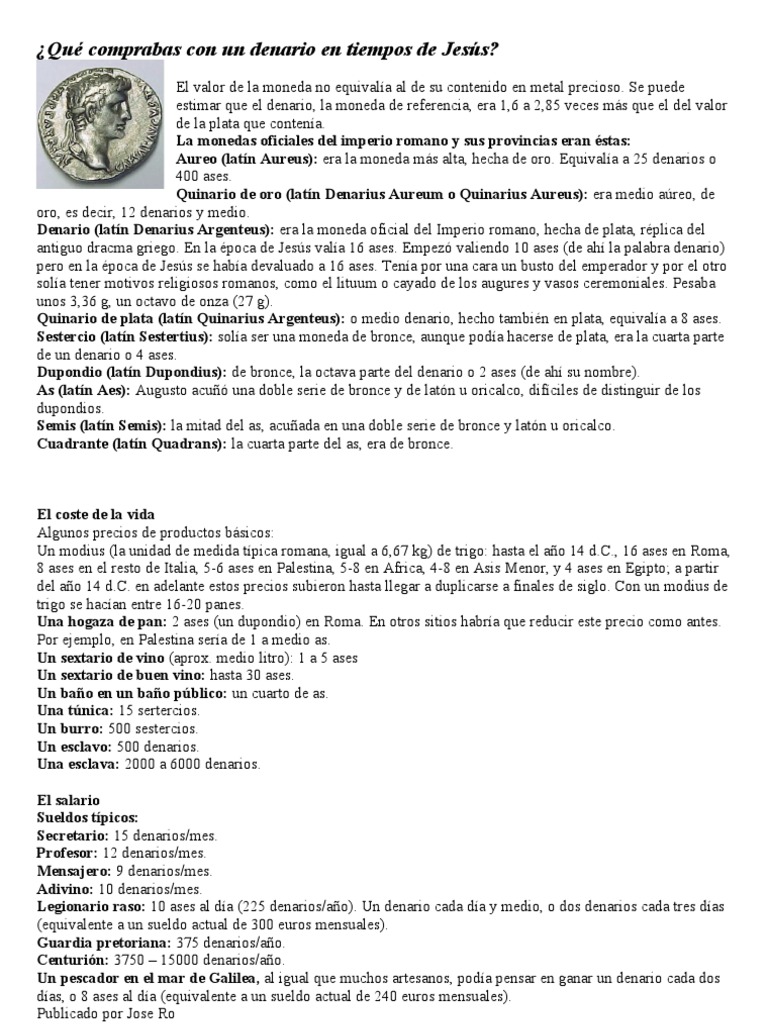 Cual Es El Valor De Un Denario En Dolares