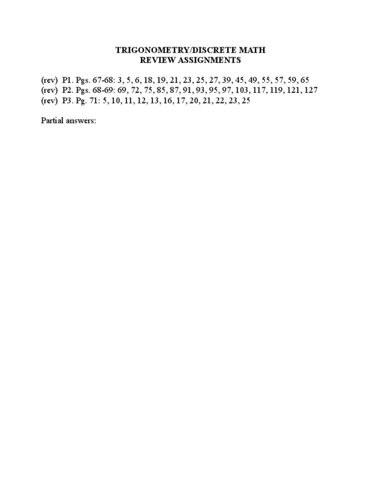 Trigonometry and Discrete Math Review | PDF