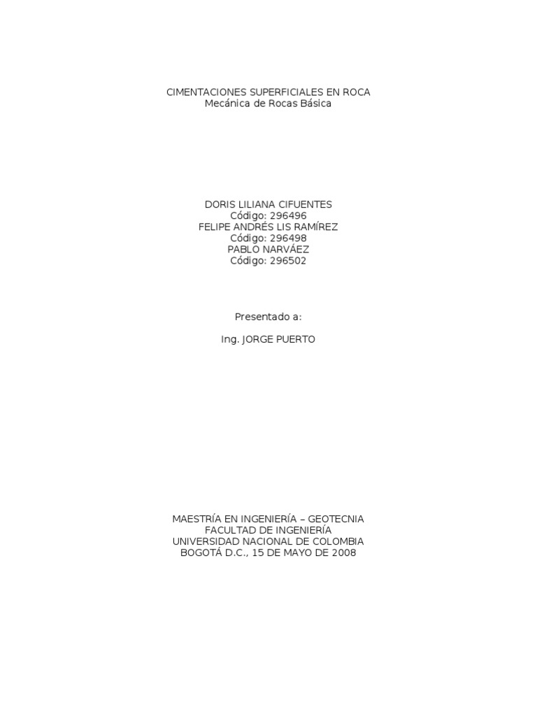 Cimentaciones Superficiales en Roca | PDF | Fundación (Ingeniería ...
