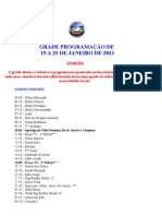 Grade Programação de 19 A 25 de Janeiro de 2013