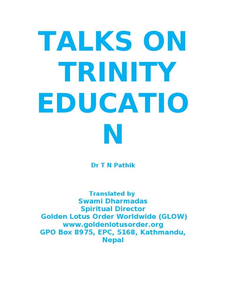 Talks On Trinity Educatio N | PDF | Philosophy | Religion & Spirituality