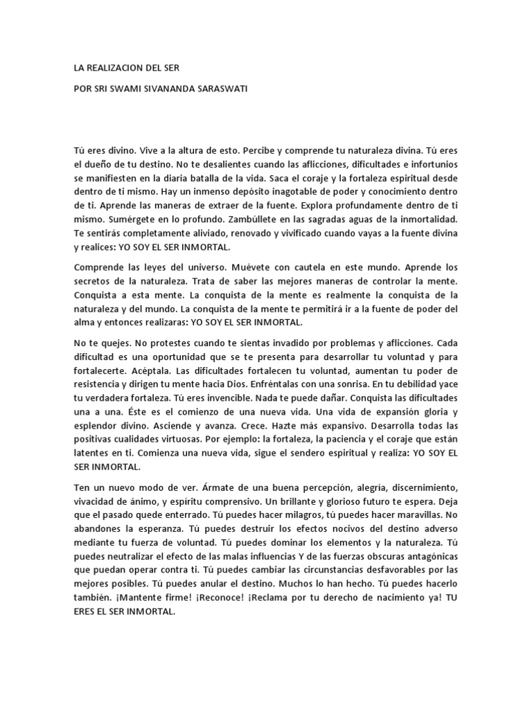 Realización del Ser Inmortal | PDF | Relaciones personales, crianza y ...