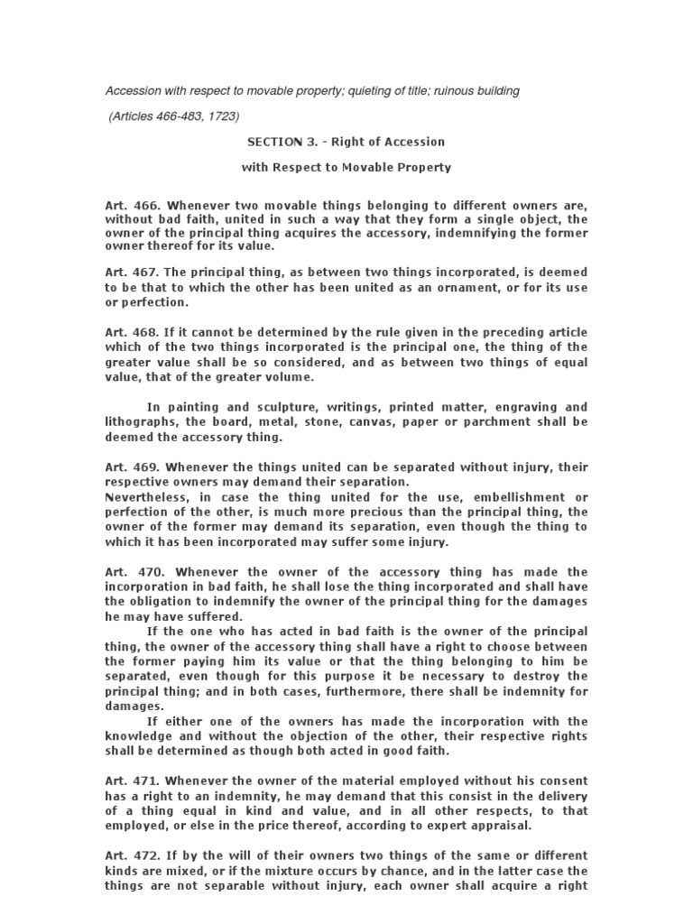 Accession and Quieting of Title Laws | PDF | Title (Property ...