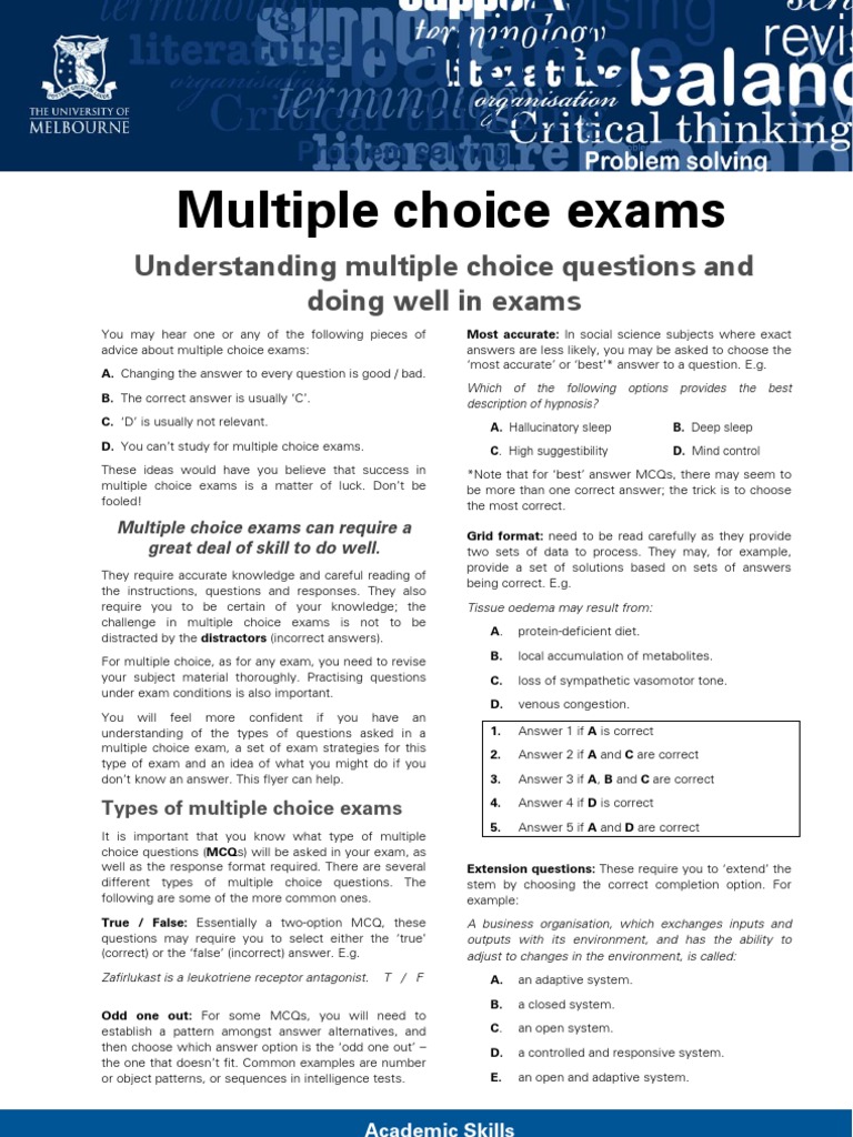 Mastering Multiple Choice Exams Strategies | PDF | Multiple Choice ...