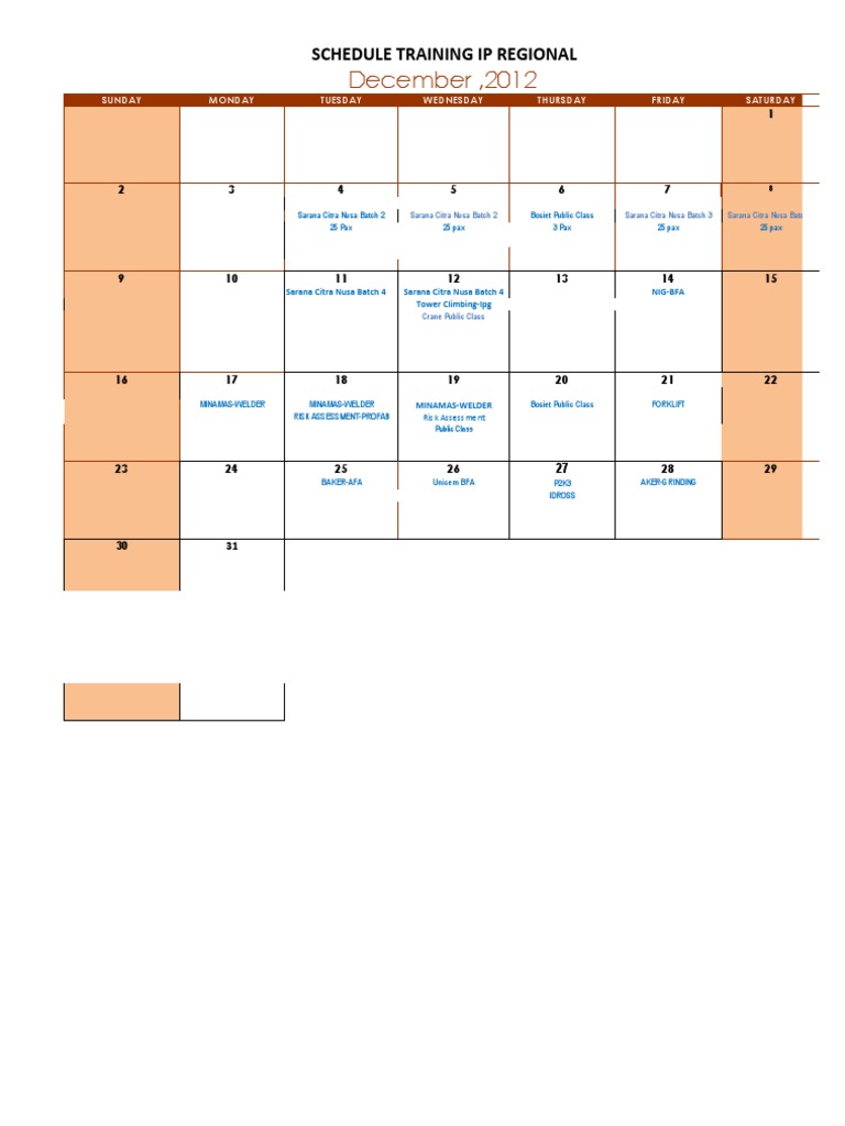 Training Schedule for Sarana Citra Nusa | PDF | Technology & Engineering