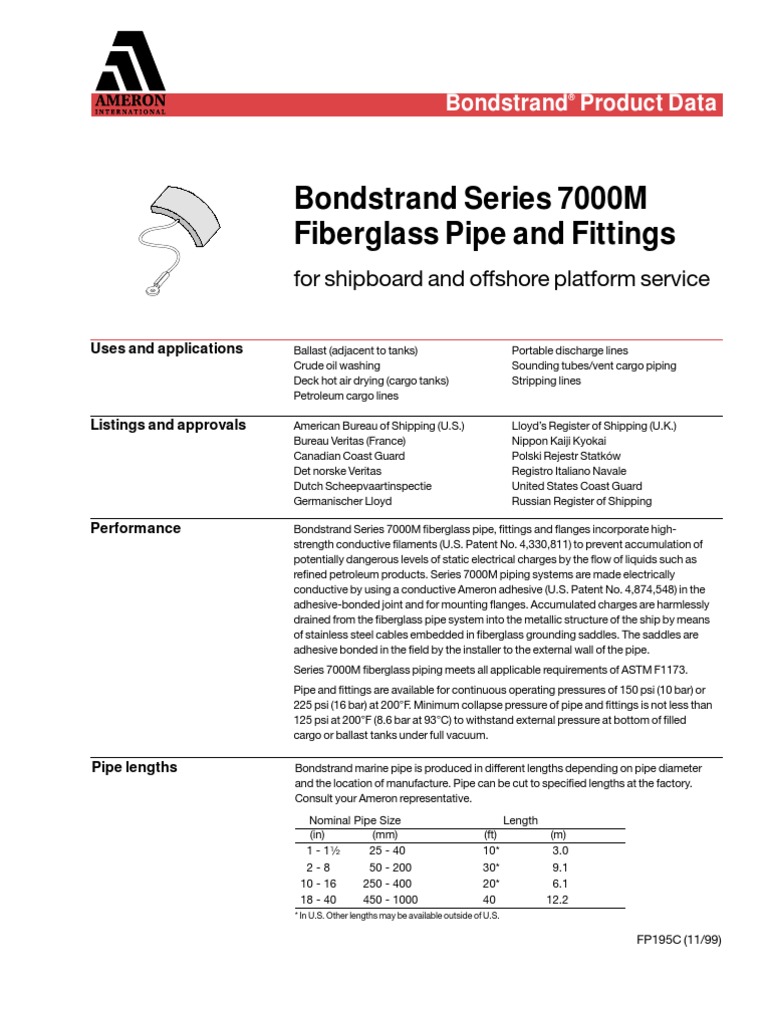 ameron frp fittings 7000M Pipe (Fluid Conveyance) Materials