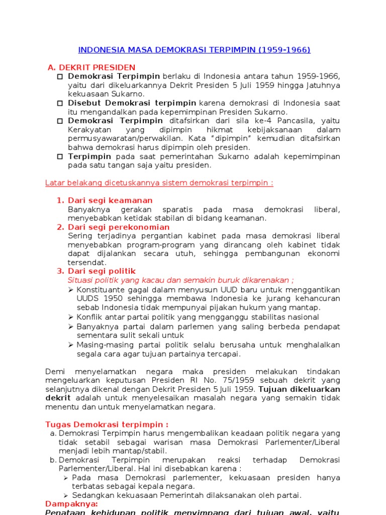 Indonesia Masa Demokrasi Terpimpin