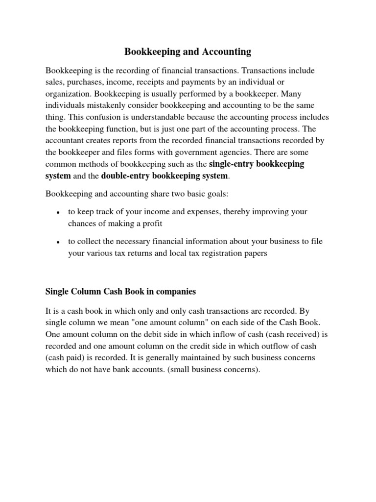 Bookkeeping and Accounting | PDF