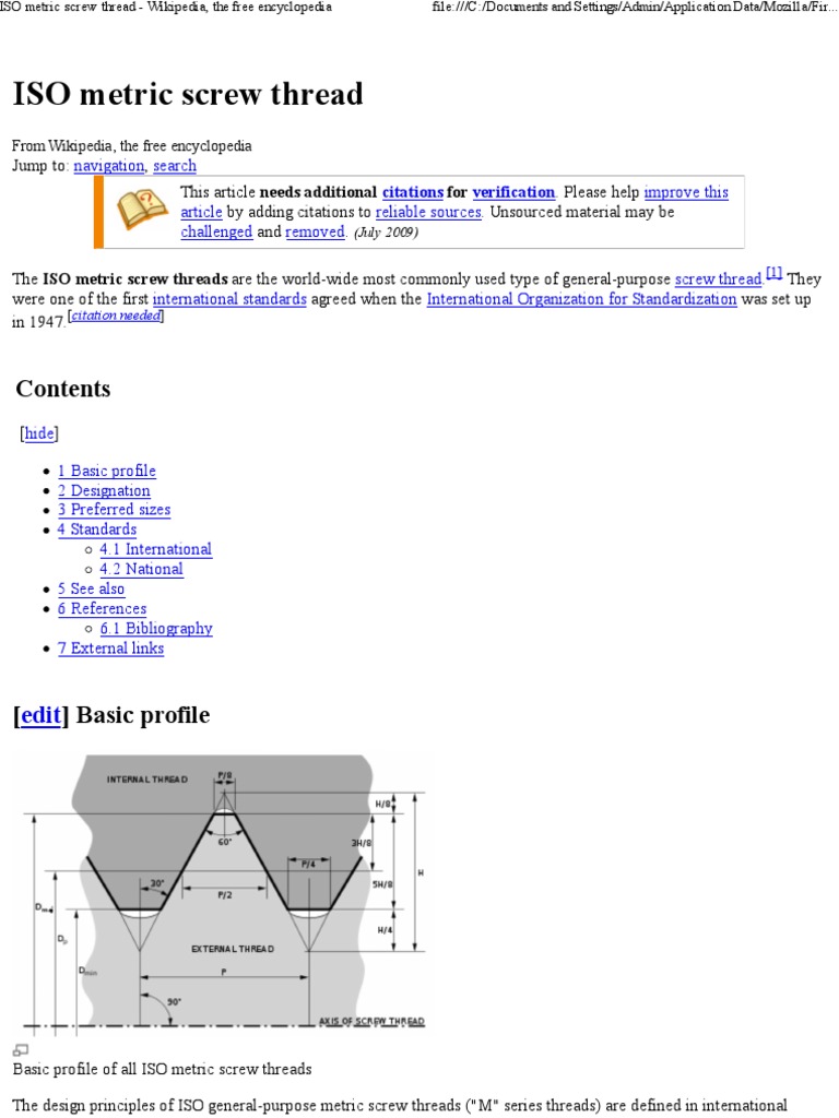 ISO Metric Screw Thread Standards | PDF | Cutting Tools | Screw