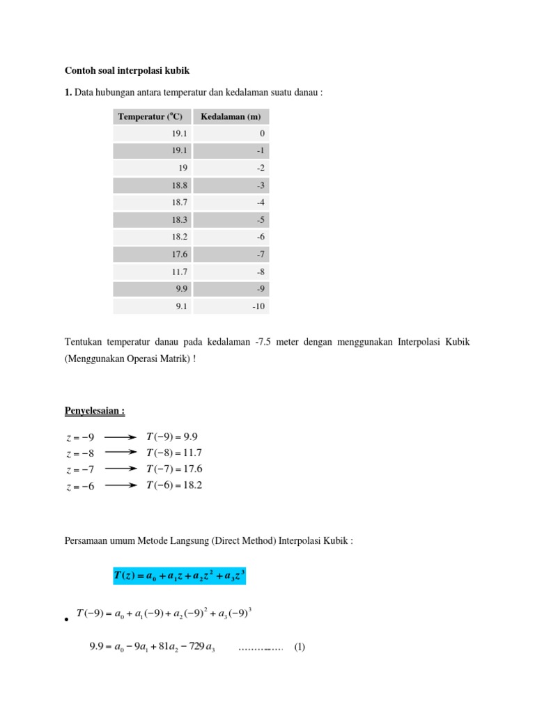 Contoh Soal Interpolasi Kubik