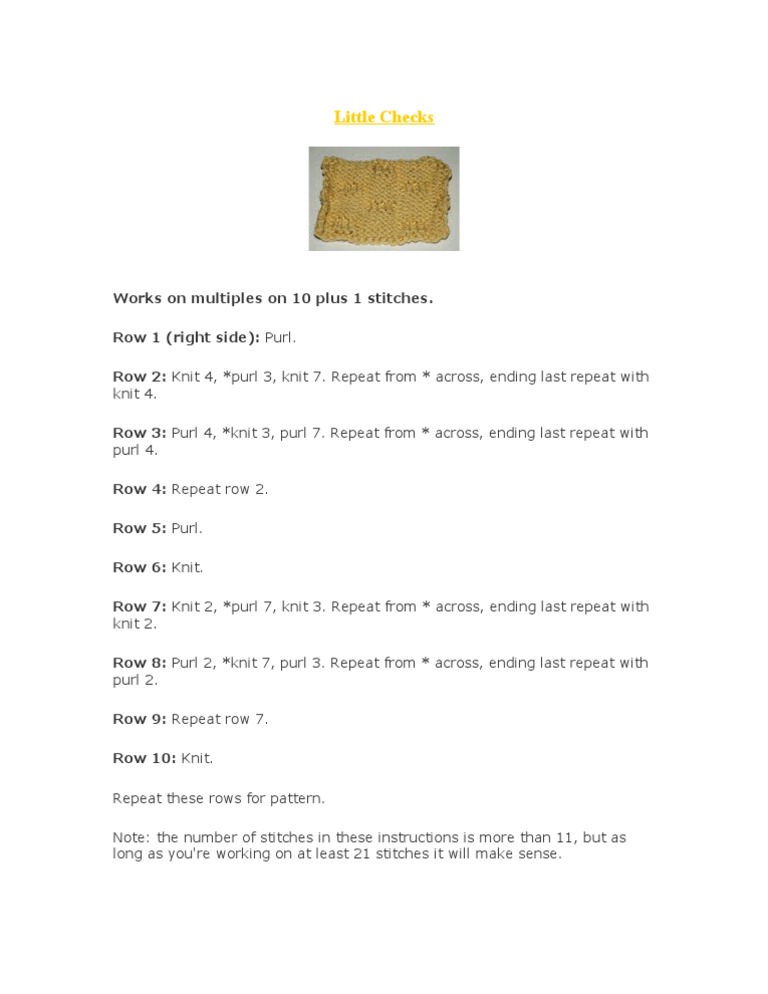 Little Checks: Knit 4 | PDF
