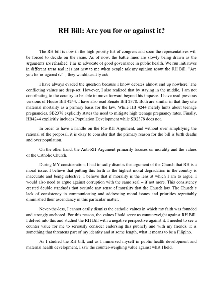 Rh bill essay tagalog image