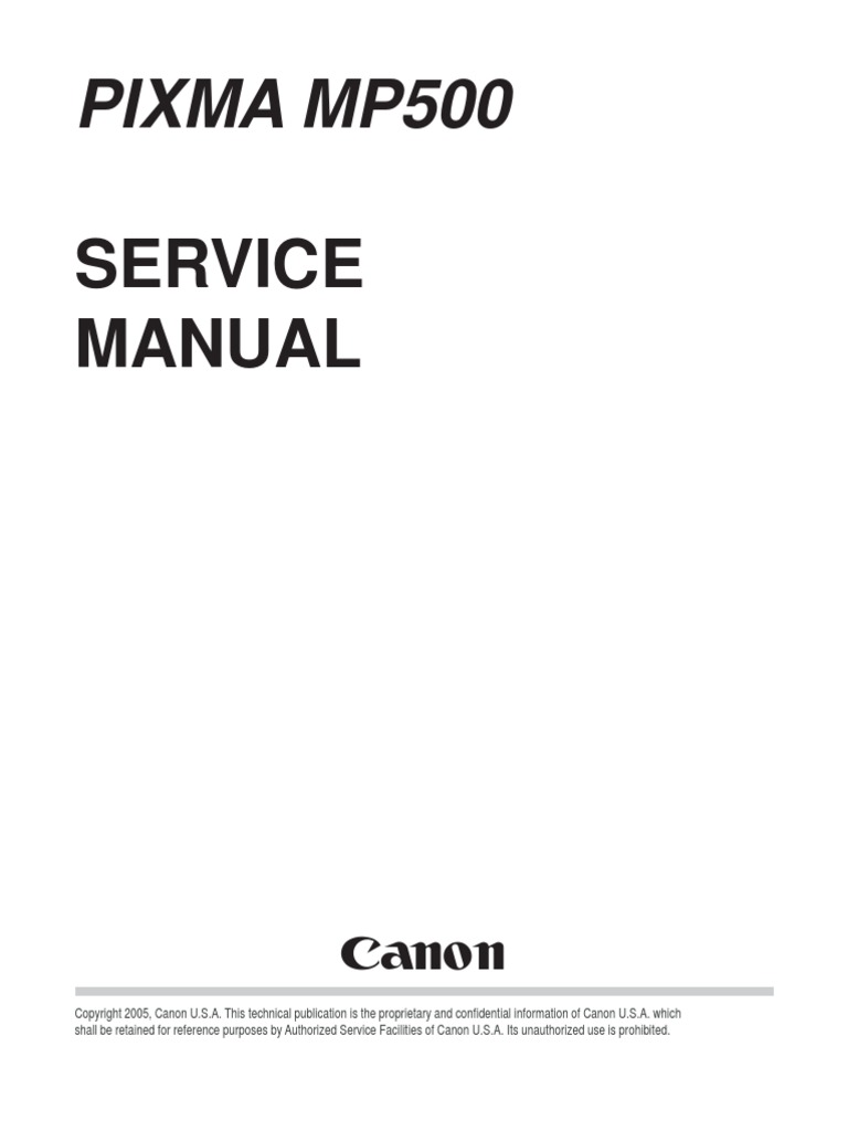 Canon Pixma MP500 Service Manual | Printer (Computing) | Image Scanner. Canon  Ir1600 And Ir2000 ...