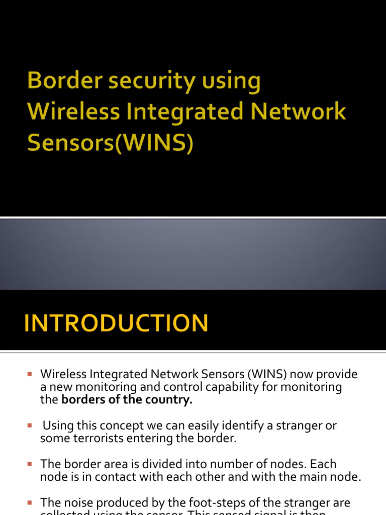 Border Security Using Wireless Integrated Network Sensors (WINS) | PDF ...