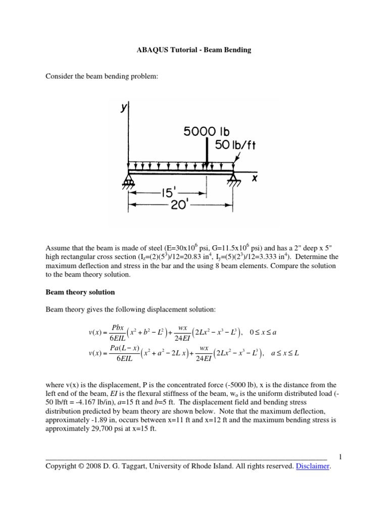 Beam Bending Tutorial in Abaqus CAE | PDF | Bending | Beam (Structure)