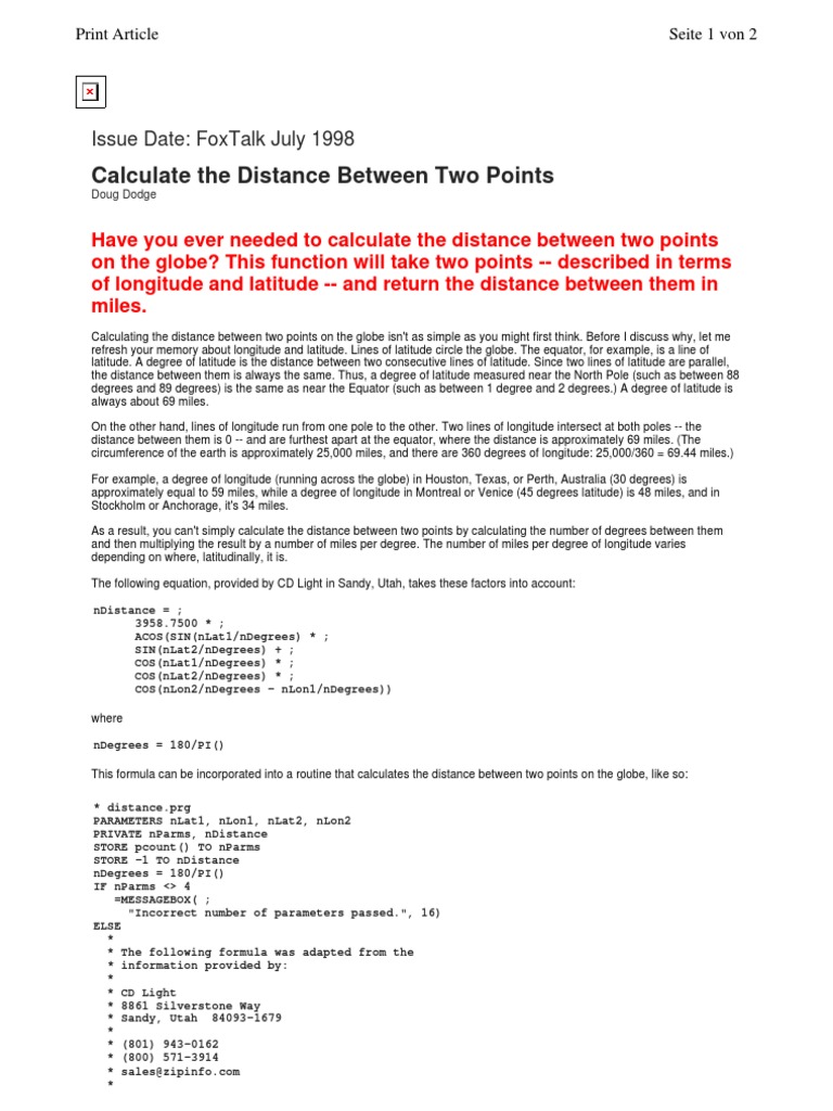 FT19987 - 3 - Calculate The Distance Between Two Points | PDF ...