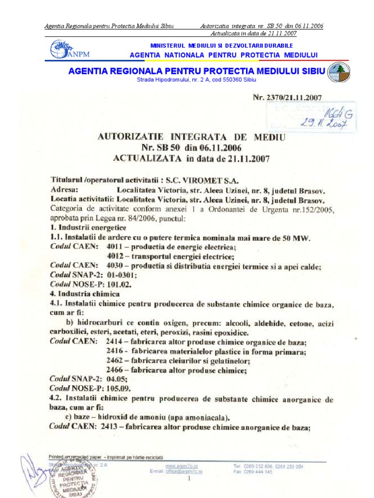 Autorizatie Integrata De Mediu