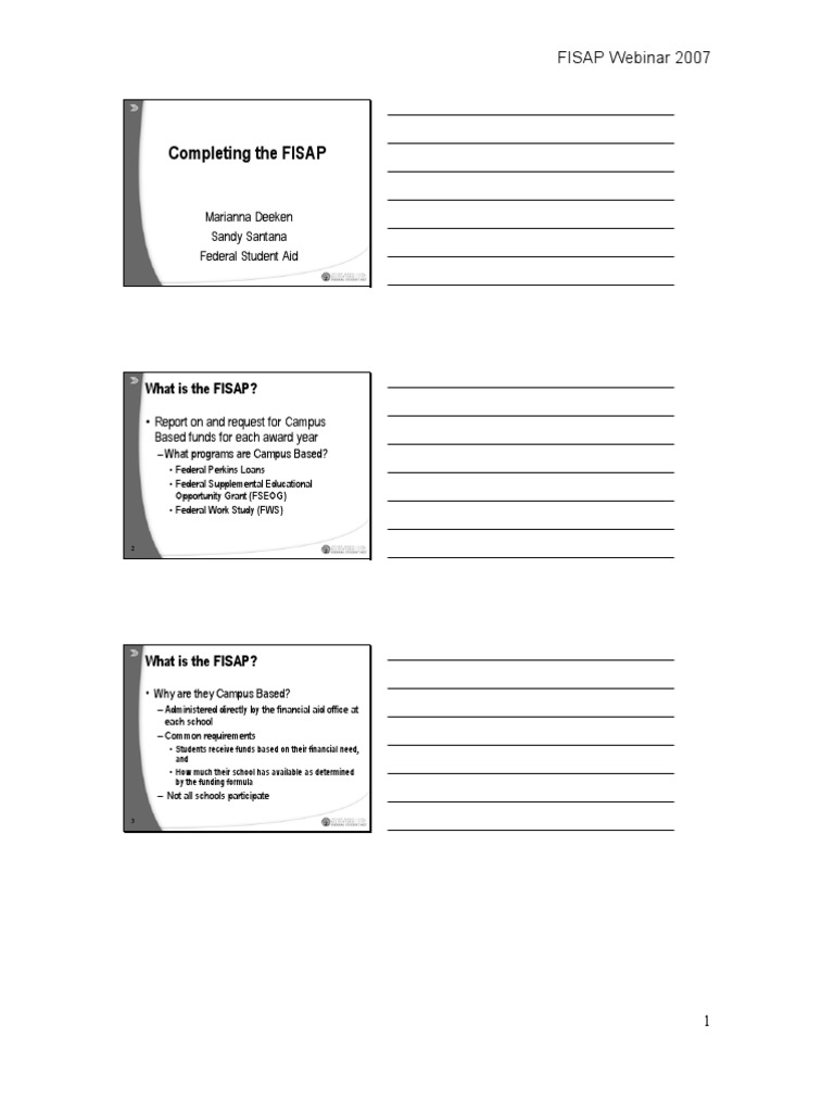 FISAP Webinar 2007 Overview and Guide | PDF
