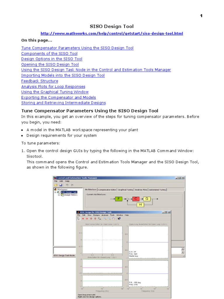 SISO Design Tool | PDF | Control Theory | Graphical User Interfaces