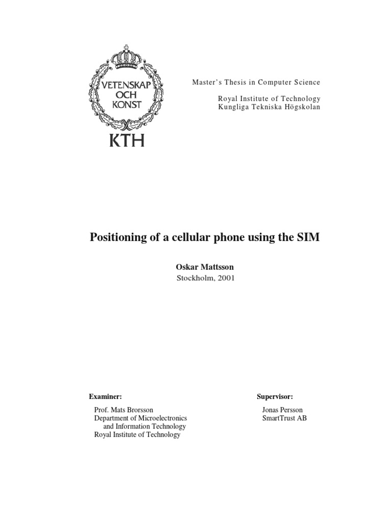 Positioning of A Cellular Phone Using The SIM | PDF | Subscriber ...