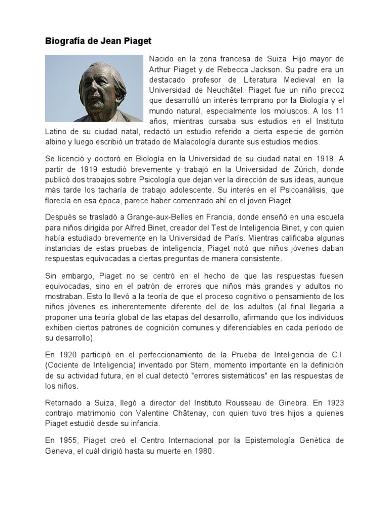 Biografia de Jean Piaget | PDF