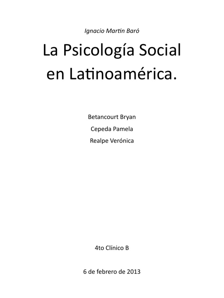 Ignacio Martin Baró | PDF | Psicología Social | Sicología