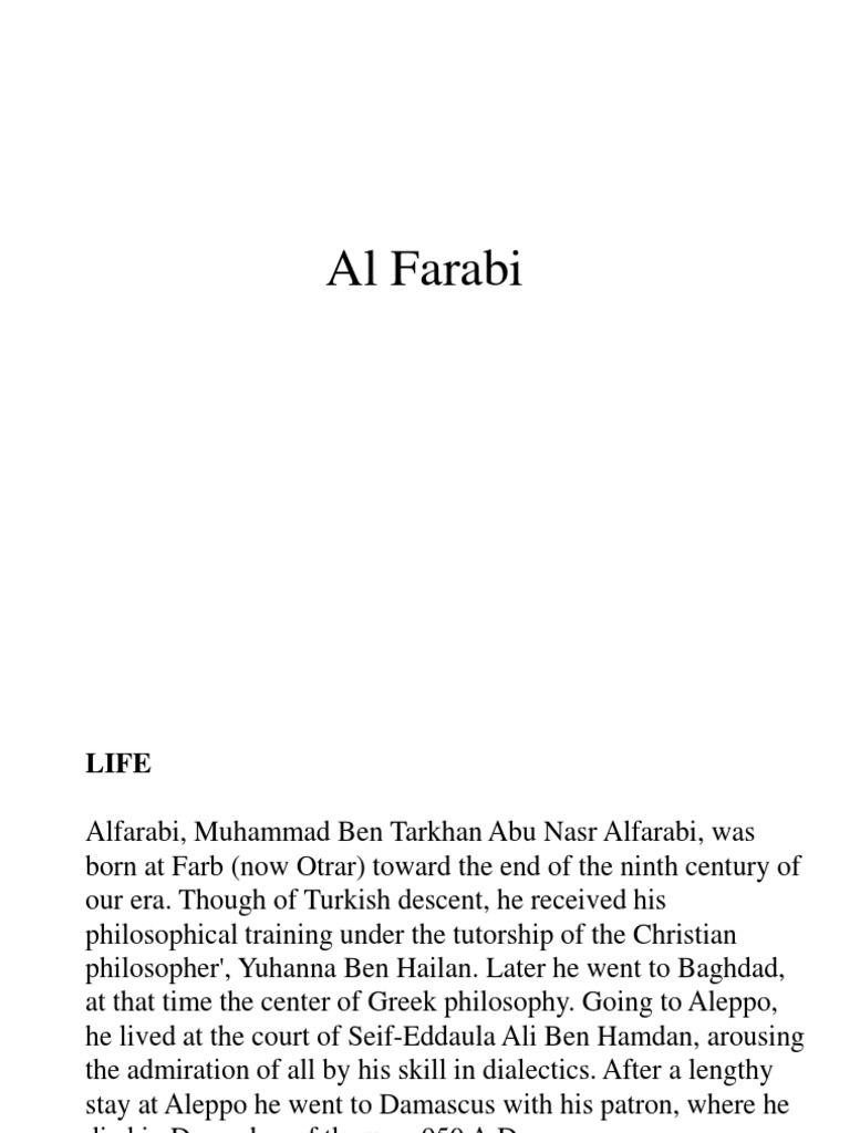Al Farabi | PDF | Aristotle | Plato