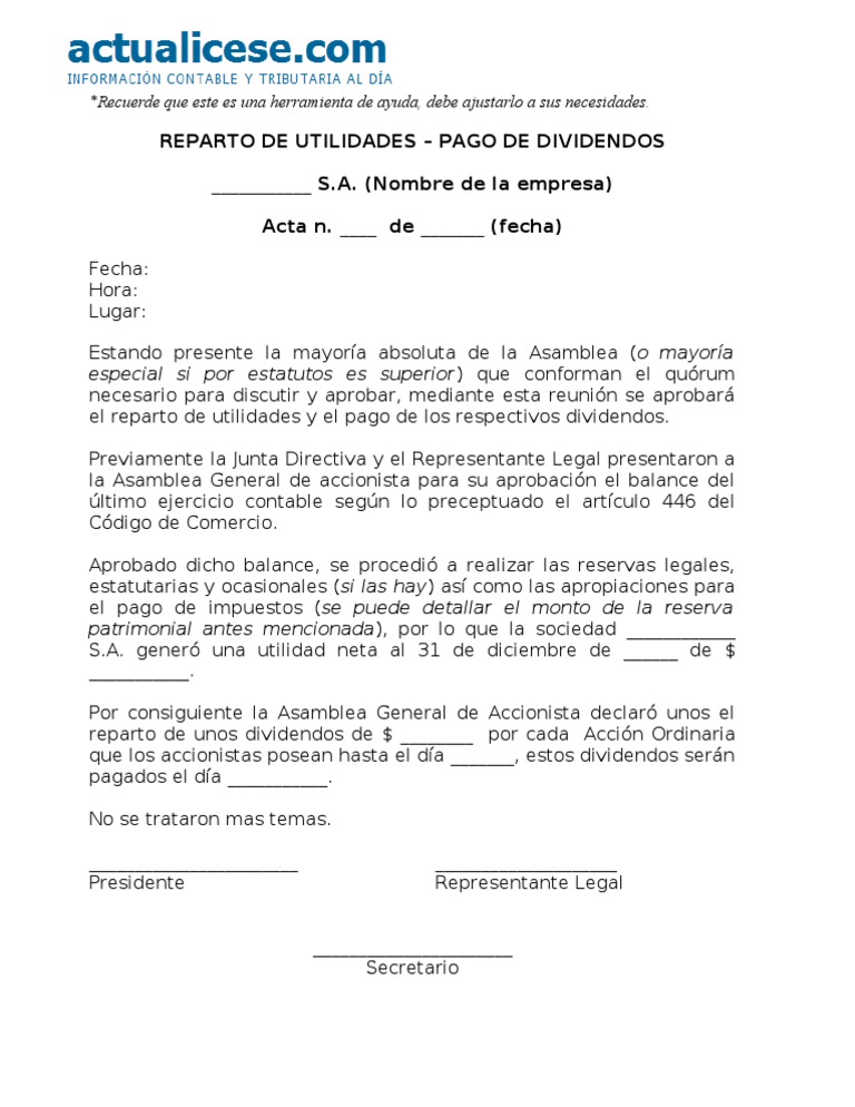 Acta Reparto De Utilidades PDF