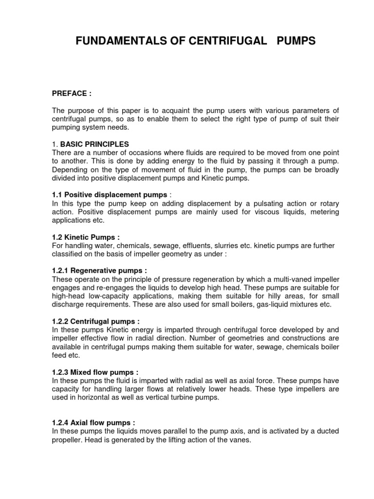Fundamentals of Centrifugal Pump | PDF | Pump | Transparent Materials