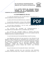 Documentos Registrados para La Sesión Del Día 19 de Septiembre de 2012