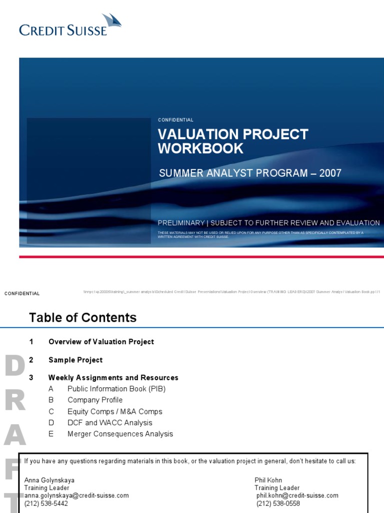A9r68c4valuation Project Workbook | PDF | Valuation (Finance) | Mergers ...