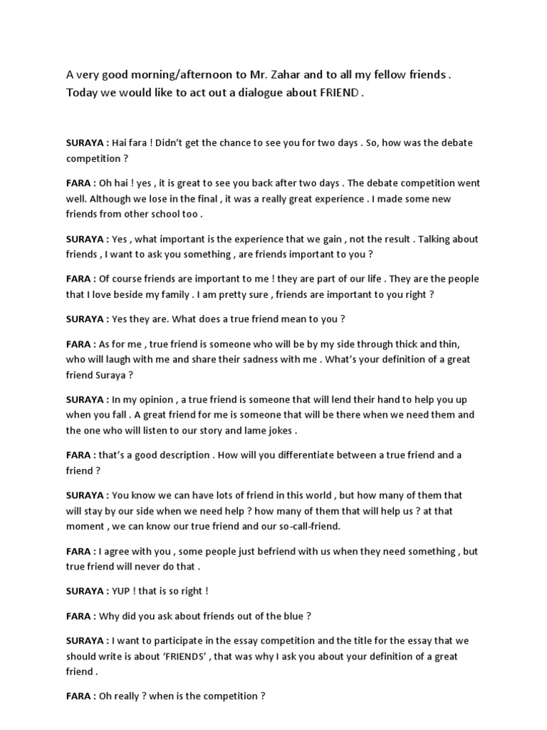 Importance of True Friendship Dialogue | PDF